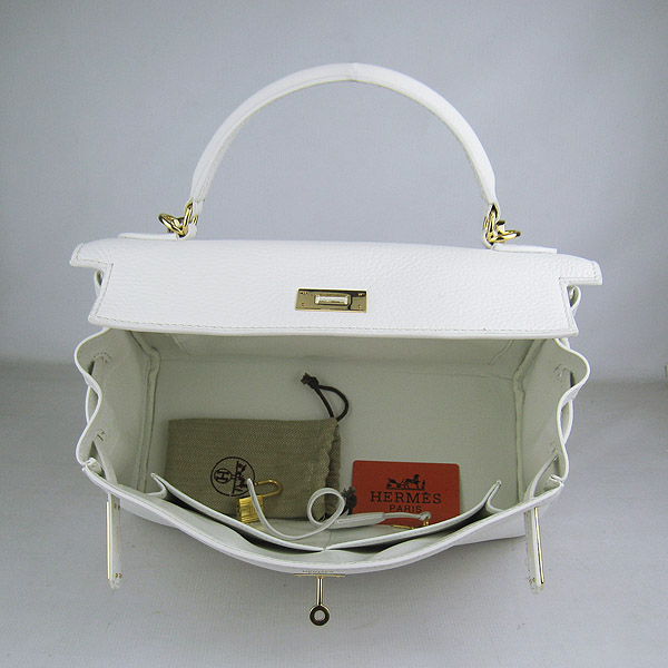 7A Replica Hermes Kelly 32cm Togo Leather Bag White 6108